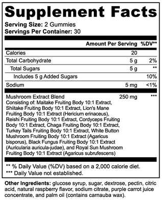 Mushroom Extract Complex - 10 Functional Mushrooms (60 Gummies)