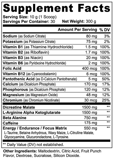 Nitric Bloodflow Pre-Workout Powder (Fruit Punch)