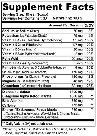 Nitric Bloodflow Pre-Workout Powder (Fruit Punch)
